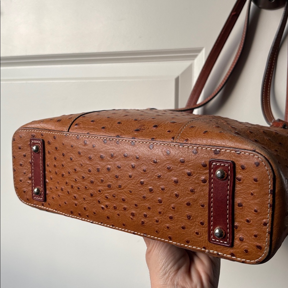 Dooney & Bourke Cognac Ostrich-Embossed Leather Tote - Picture 3 of 6
